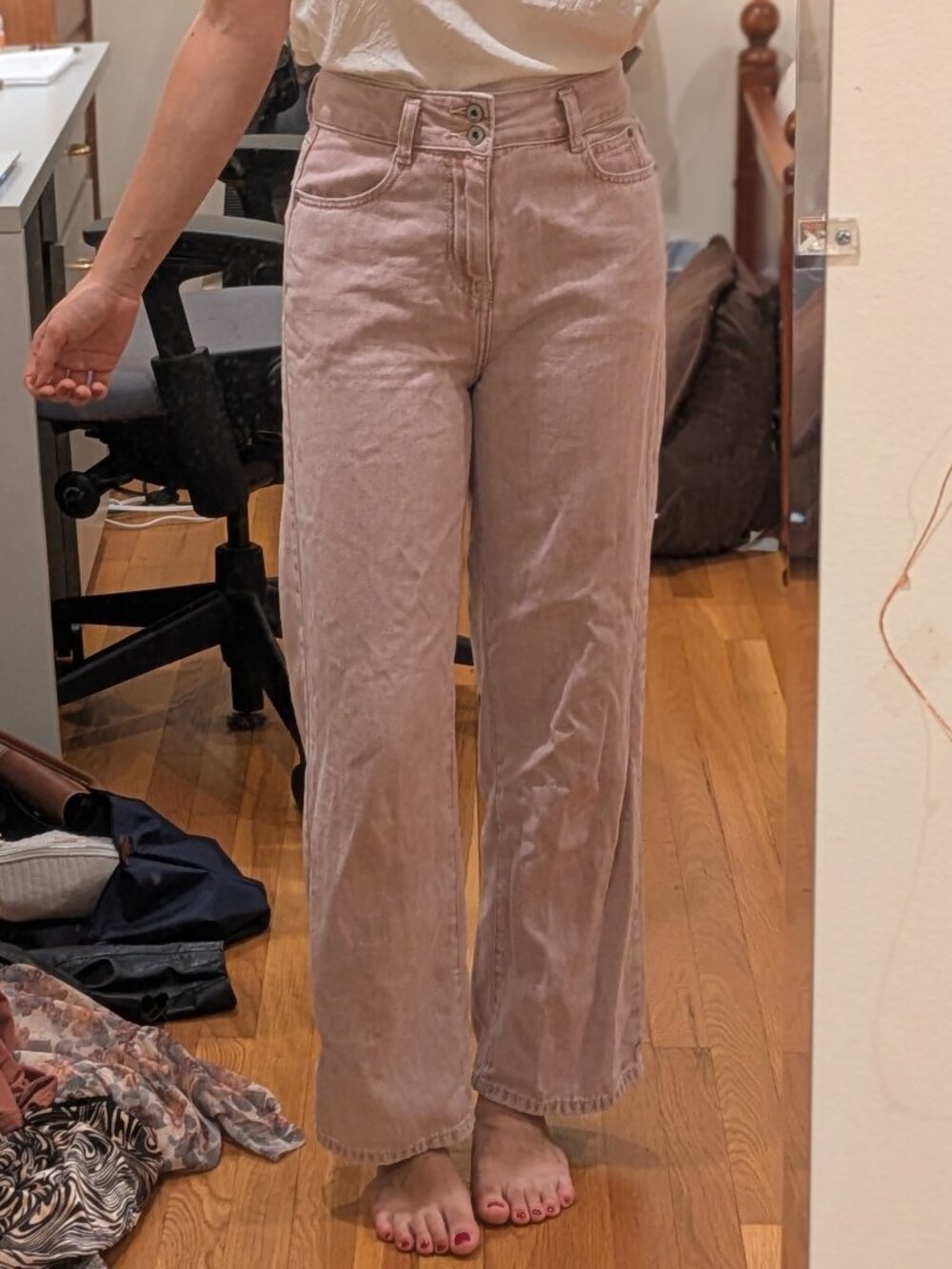 SEM/R Petite XS Neutral Pink Straight Jeans